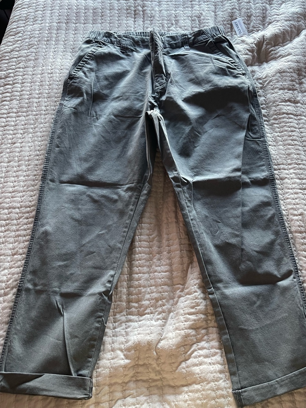 Gray Casual Straight-Leg Pants - Cotton